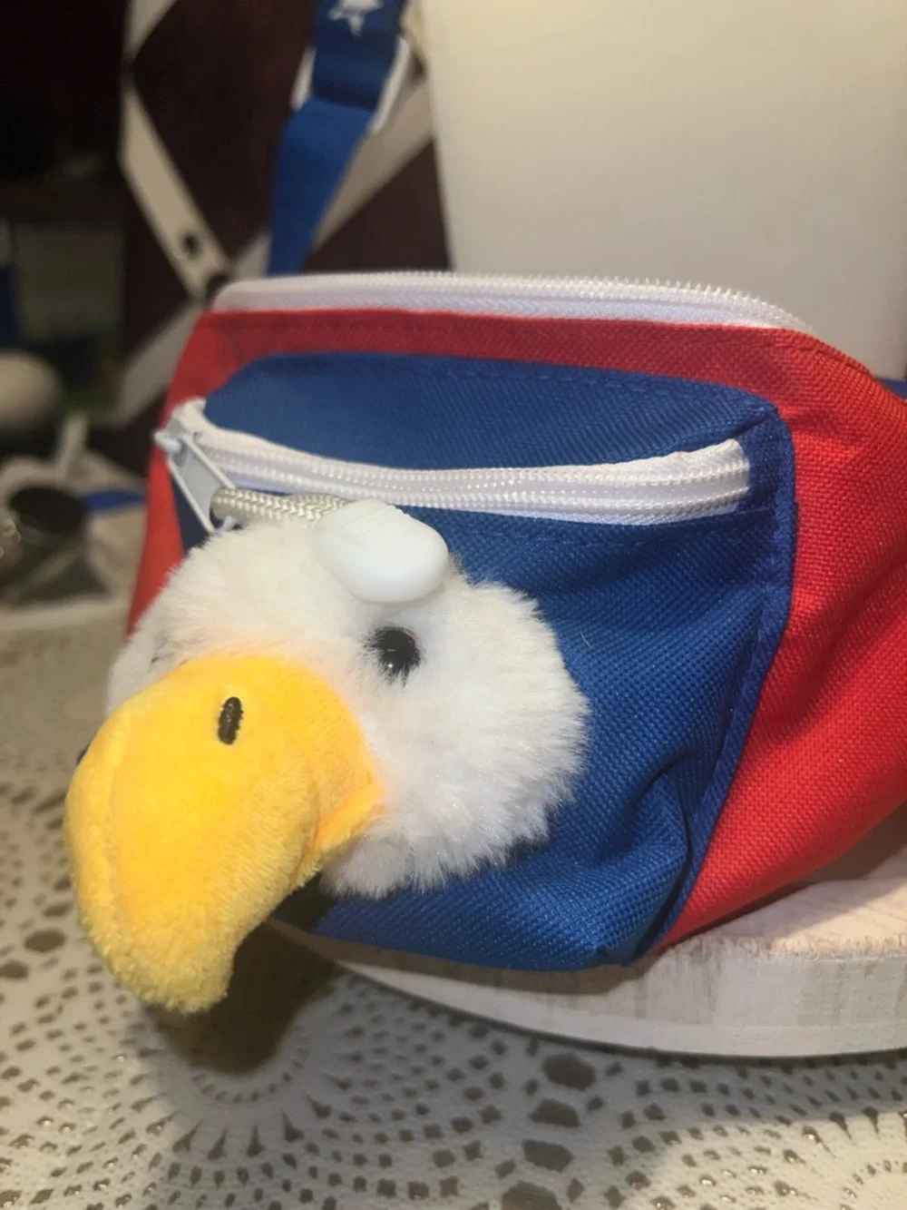 Kids Plush Duck Fanny Pack - Red & Blue
